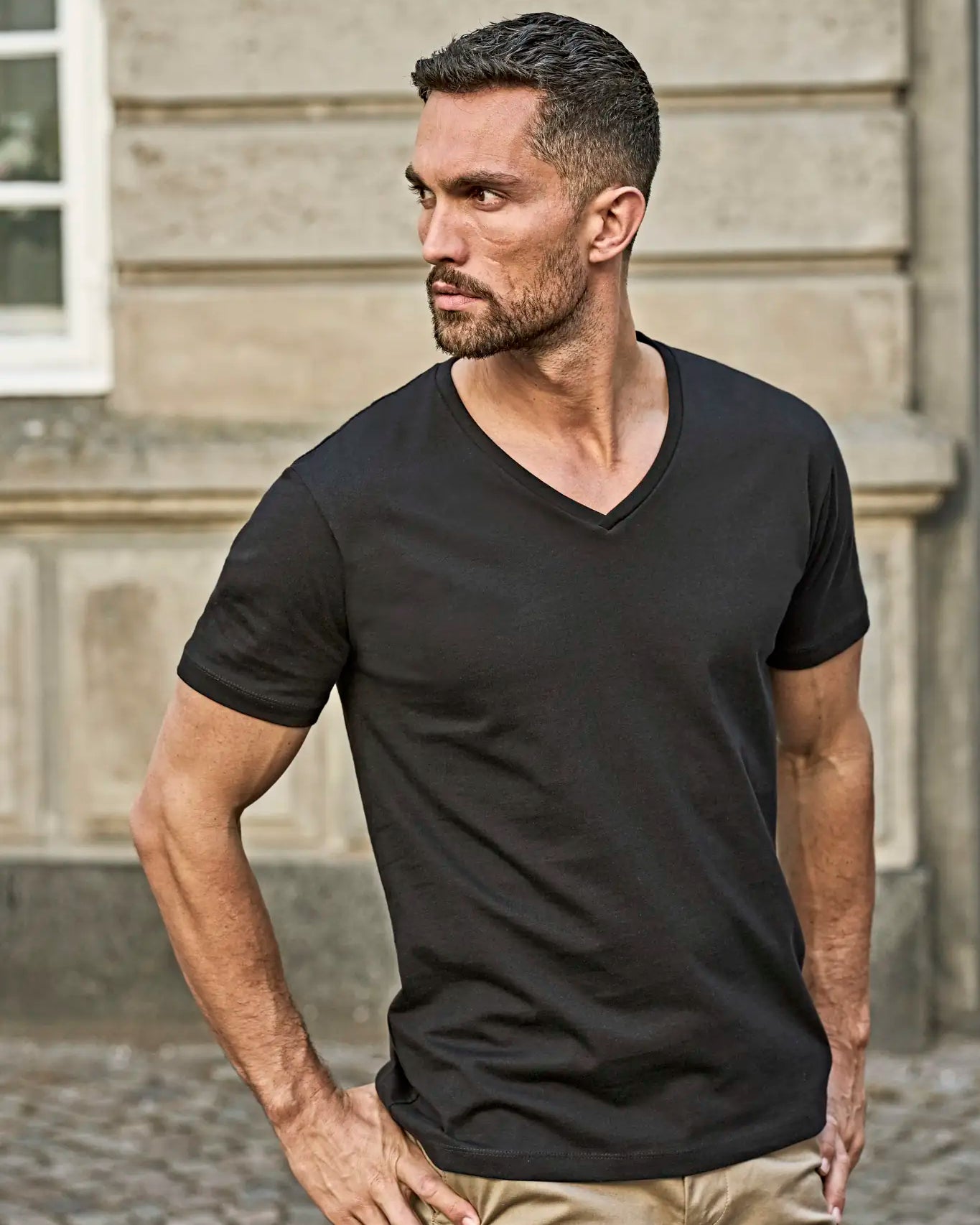 all-groups Men's Fashion V Neck Sof T-Shirt