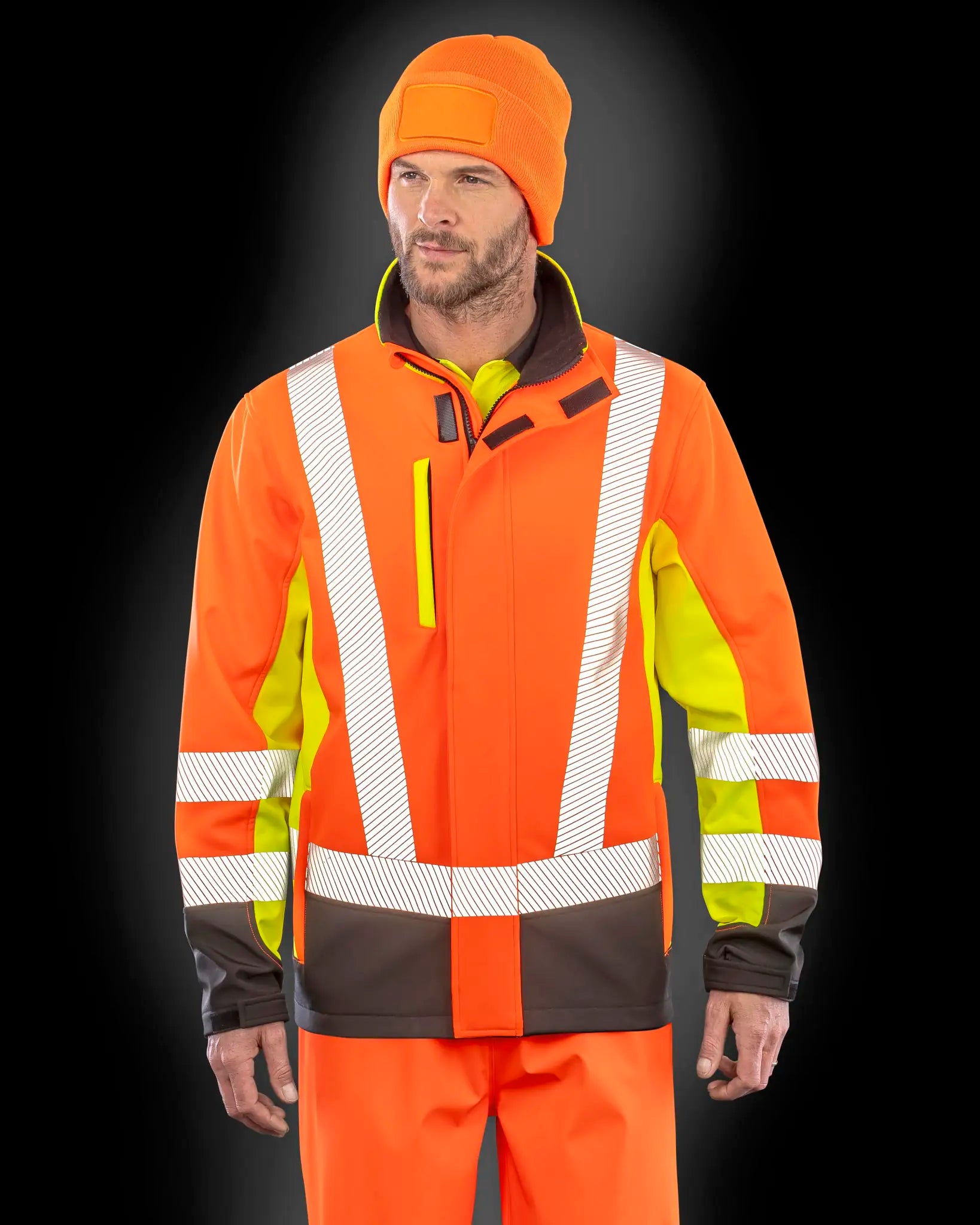 all-groups Men's Recycled 3 Layer 3 Tone Safety Softshell Jacket